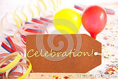 Party Label, Balloon, Streamer, Text Celebration Stock Photo