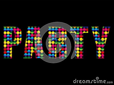 Party Letters Music Disco Colorful Alphabet Vector Illustration