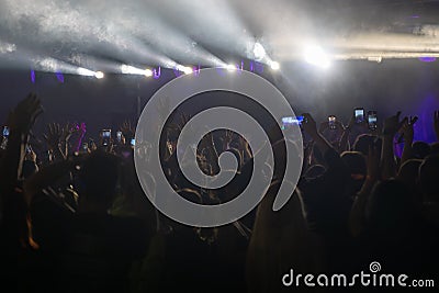 Party lights and crowds of young people. Editorial Stock Photo