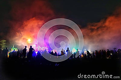 party lights at night during the carnival in Jakarta Editorial Stock Photo