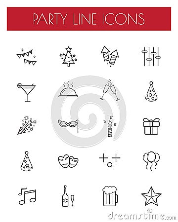 Party line icon set.vector illustration. Vector Illustration