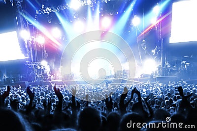 Party people at a frenetic pop concert Stock Photo