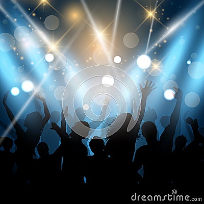 Party people on a spotlights background Vector Illustration