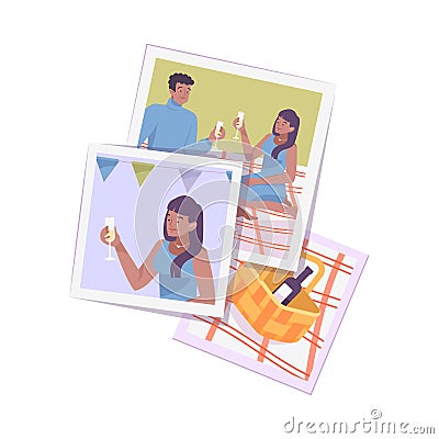 Party Photos Stack Composition Vector Illustration