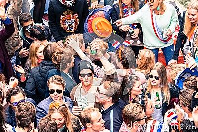 Party students at Koninginnedag 2013 Editorial Stock Photo