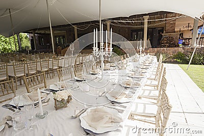 Party Tent Chairs Tables Home Stock Photo
