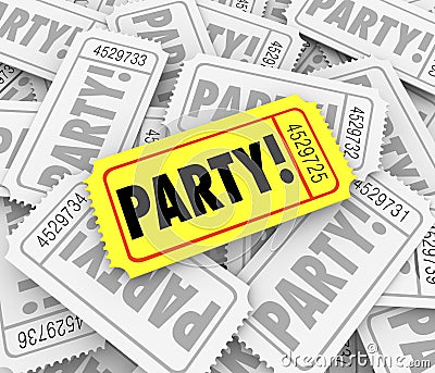 Party Tickets Special Event Celebration Birthday Anniversary Invitation Admission Stock Photo