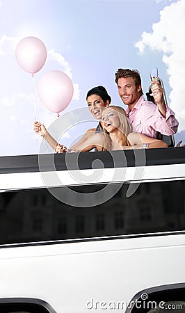 Party time in limousine Stock Photo