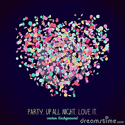 Party. Up all night. Love it. Postcard or banner. Vector Illustration