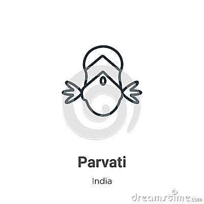 Parvati outline vector icon. Thin line black parvati icon, flat vector simple element illustration from editable india concept Vector Illustration