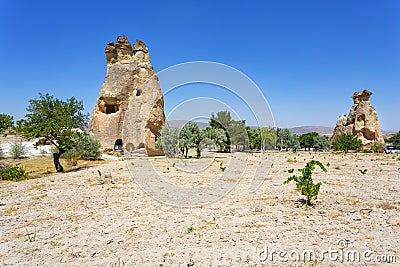 Pasabag, its famous fairy chimneys in Goreme Valley, Cappadocia Editorial Stock Photo