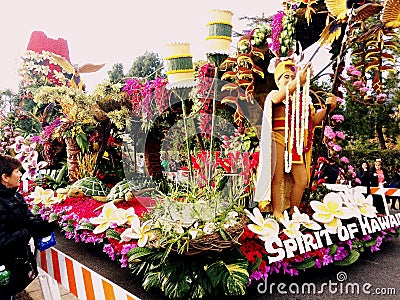 Pasadena, California 2017 Tournament of Roses Parade: Dole Company of Hawaii float in the post-parade area * January 2, 2017 Editorial Stock Photo