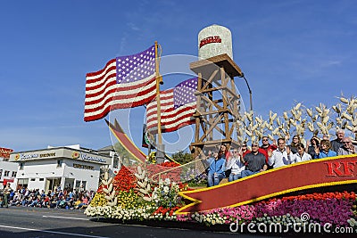 Wrigley Legacy Award float in the famous Rose Parade Stock Photo