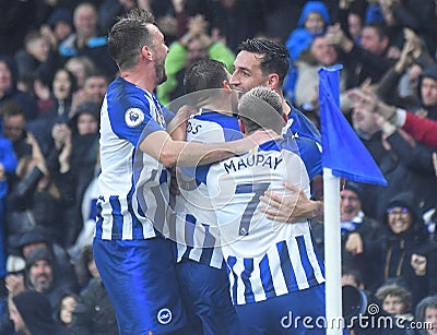 Pascal Gross of Brighton and Hove Albion celebrates goal Editorial Stock Photo