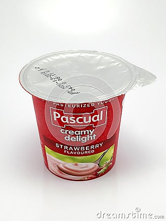 Pascual creamy delight strawberry flavor yogurt in Manila, Philippines Editorial Stock Photo
