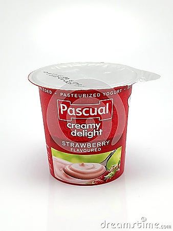 Pascual creamy delight strawberry flavor yogurt in Manila, Philippines Editorial Stock Photo
