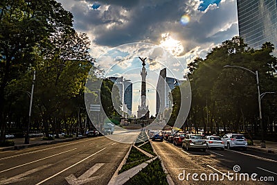 Paseo de La Reforma avenue and Angel of Independence Monument - Mexico City, Mexico Stock Photo