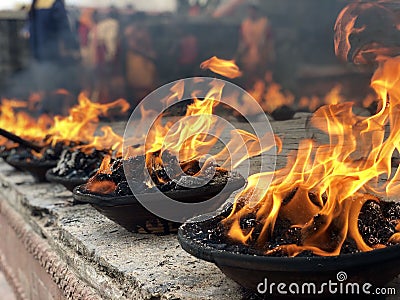 Holy fire Kathmandu nepal Stock Photo