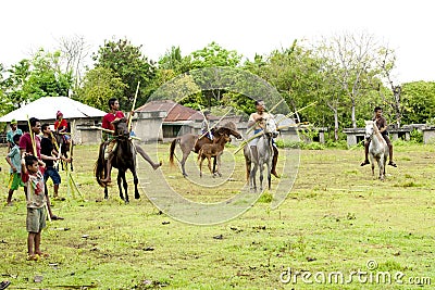 Pasola Festival, Kodi, Sumba Island, Nusa Tenggara Editorial Stock Photo