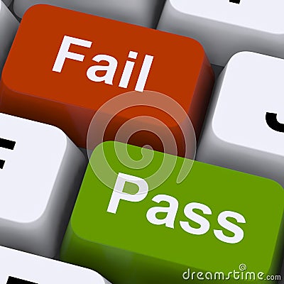 Pass Or Fail Keys To Show Exam Or Test Result Stock Photo