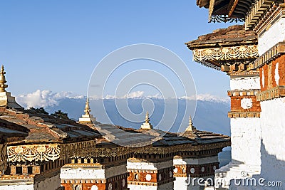 Sunset on Dochula Pass with Himalaya in background - Bhutan Stock Photo