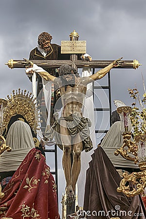 Pass mystery of the brotherhood of the Trinity, Holy Week in Seville Stock Photo