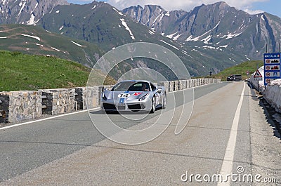In the fantastic alps scenary Ferrari take part in the CAVALCADE 2018 event along the roads of Italy, France and Switzerland aroun Editorial Stock Photo
