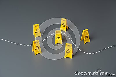 Pass through the risky area with caution. Avoid trouble. Adaptability. Stock Photo