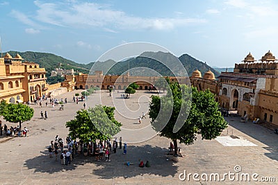 Main courtyard in the Amber, Fort Amer , Rajasthan, India Editorial Stock Photo