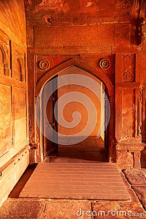 Interior doorway in the Red Fort, Agra Editorial Stock Photo