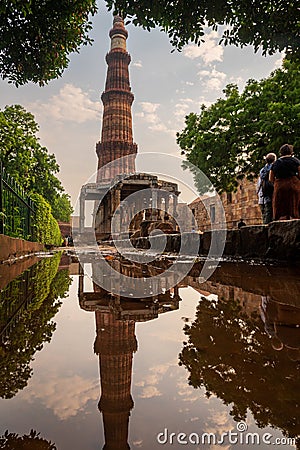Qutub Minar in the Qutub Minar Complex, Delhi, India Editorial Stock Photo