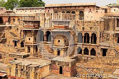 Pavillion in the Chand Baori step-well, Abhaneri, Rajasthan, India Editorial Stock Photo