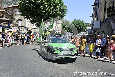 Passage of a Skoda car in the Tour de France caravan Editorial Stock Photo