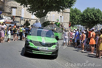 Passage of a Skoda car in the Tour de France caravan Editorial Stock Photo