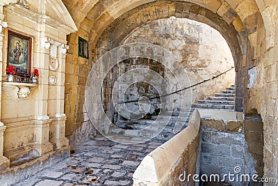 Passageway in Senglea, Malta Stock Photo