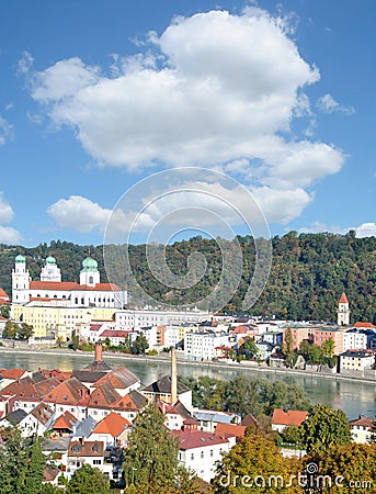 Passau at Danube River,bavarian Forest,Germany Stock Photo