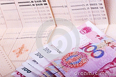 Passbook and RMB Stock Photo