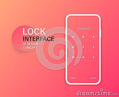 Passcode lock interface for lock screen, login or enter password pages. Vector phone ID recognition screenlock password Vector Illustration