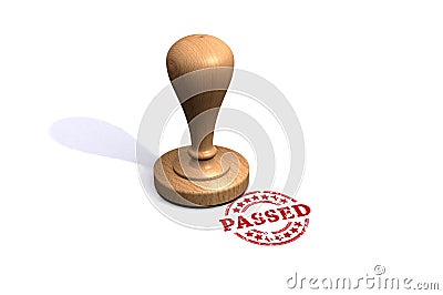 Passed wooden rubber stamp white background Stock Photo