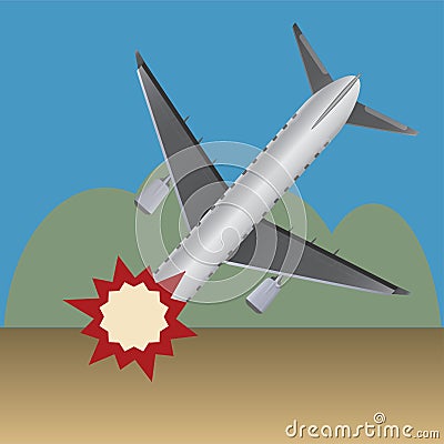Passenger air plane crash illustration Cartoon Illustration