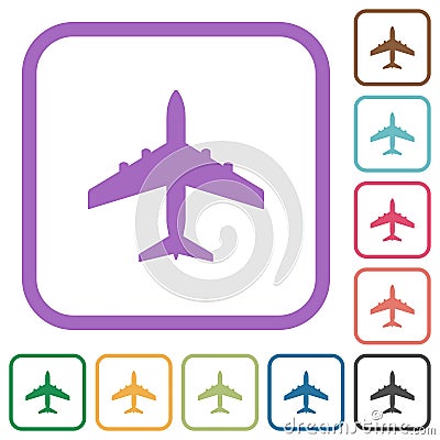 Passenger aircraft simple icons Vector Illustration