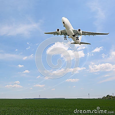 Passenger aircraft taking off Stock Photo