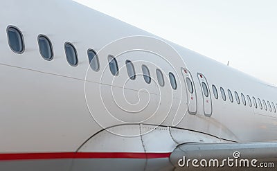 Passenger aircraft windows. Stock Photo