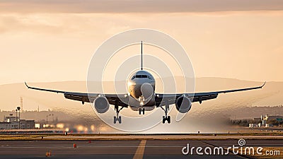 Passenger Airline Landing AI Generated Illustration Stock Photo