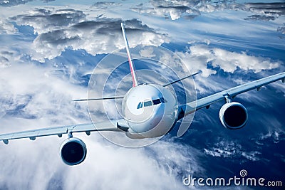 Passenger Airliner in the sky Stock Photo