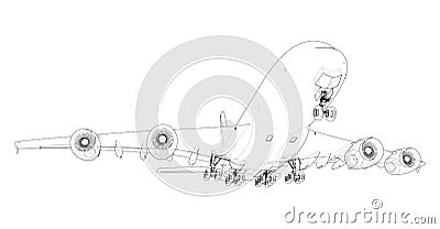 Passenger Airoplane. Vector rendering of 3d Vector Illustration