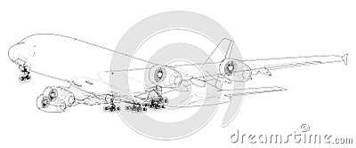 Passenger Airoplane. Vector rendering of 3d Vector Illustration