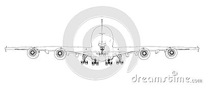 Passenger Airoplane. Vector rendering of 3d Vector Illustration