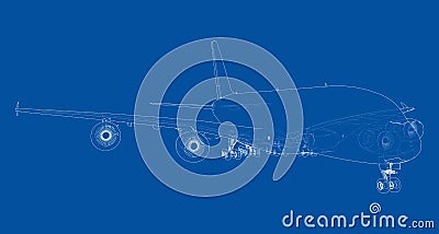 Passenger Airoplane. Vector rendering of 3d Vector Illustration