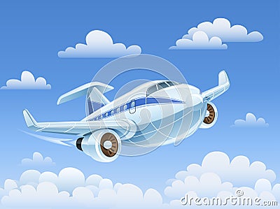 Passenger airplane flying in sky Vector Illustration